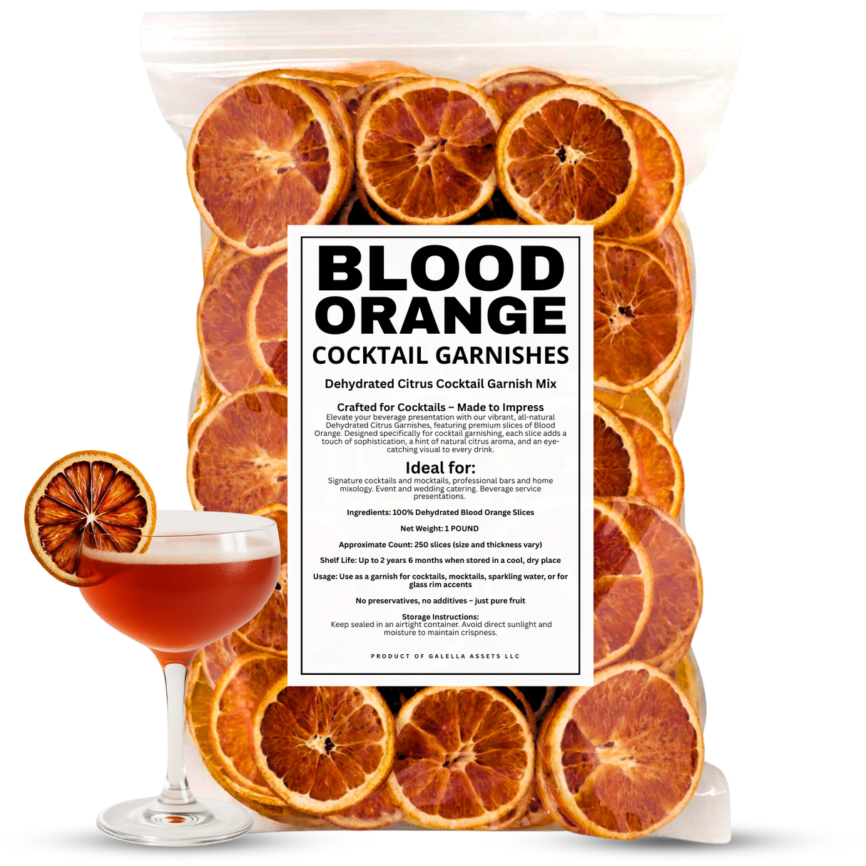 1 POUND – Dehydrated Blood Orange Slices (Approx. 250 Slices): 1 POUND BOX