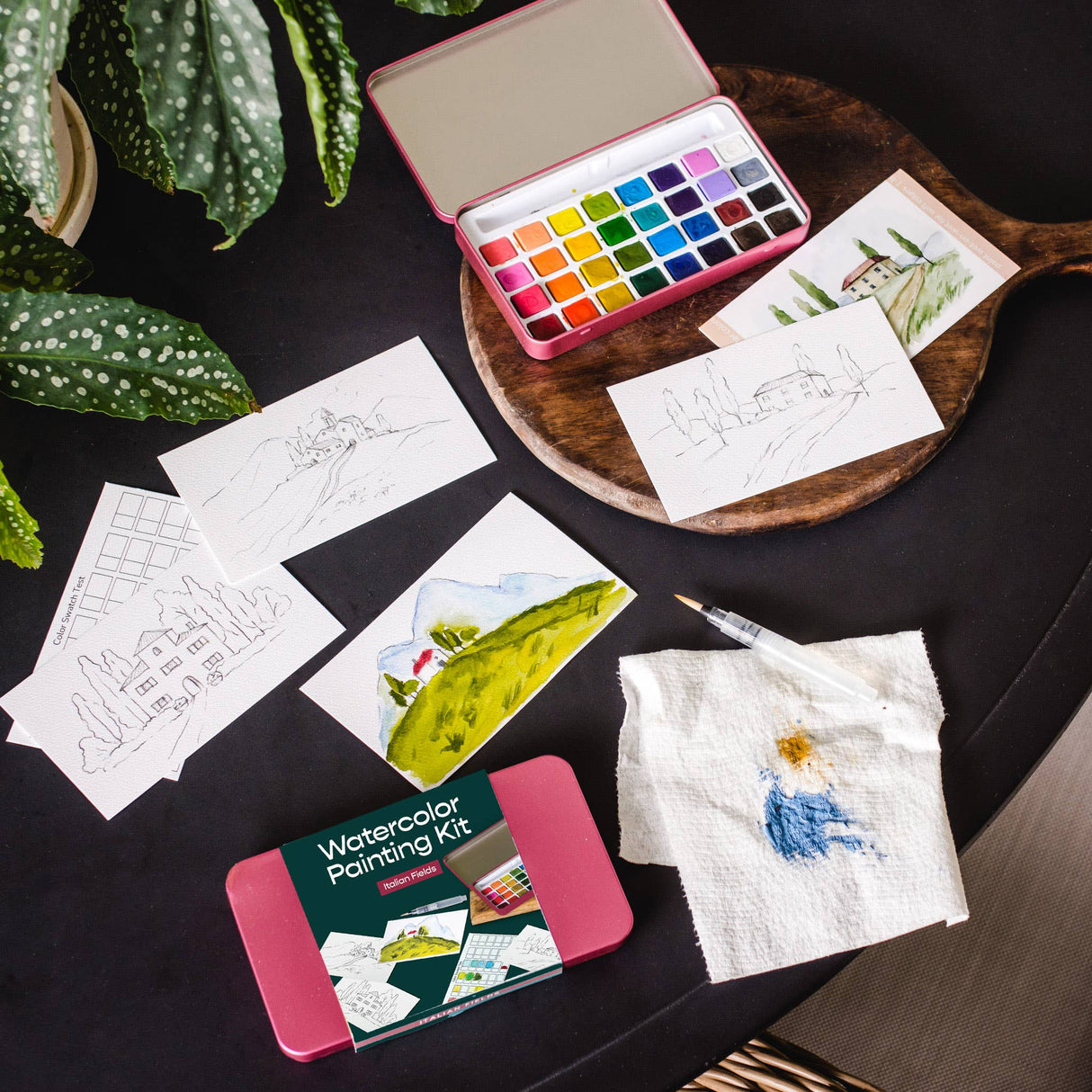 Italian Fields watercolor painting kit