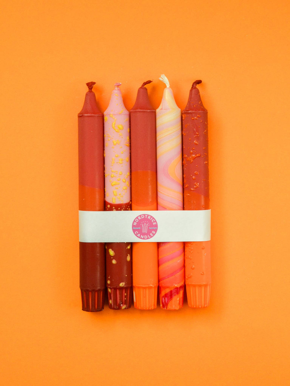 Taper candles- 5 pack Autumn Orange Mix
