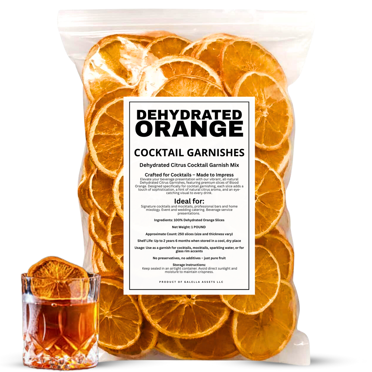 1 POUND – Dehydrated Orange Slices (Approx. 250 Slices): 1 POUND BOX