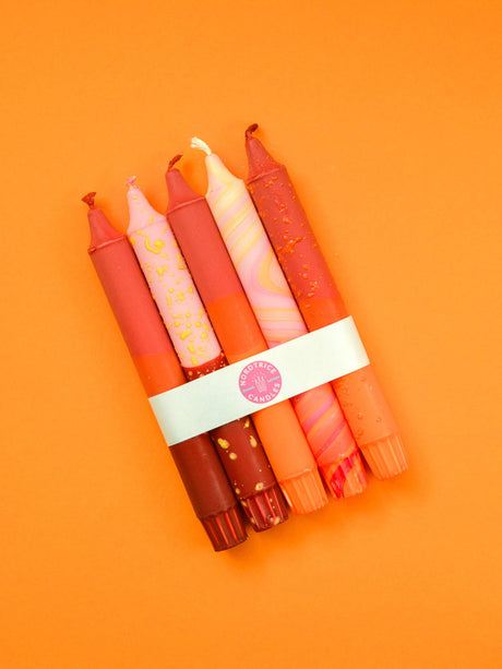Taper candles- 5 pack Autumn Orange Mix