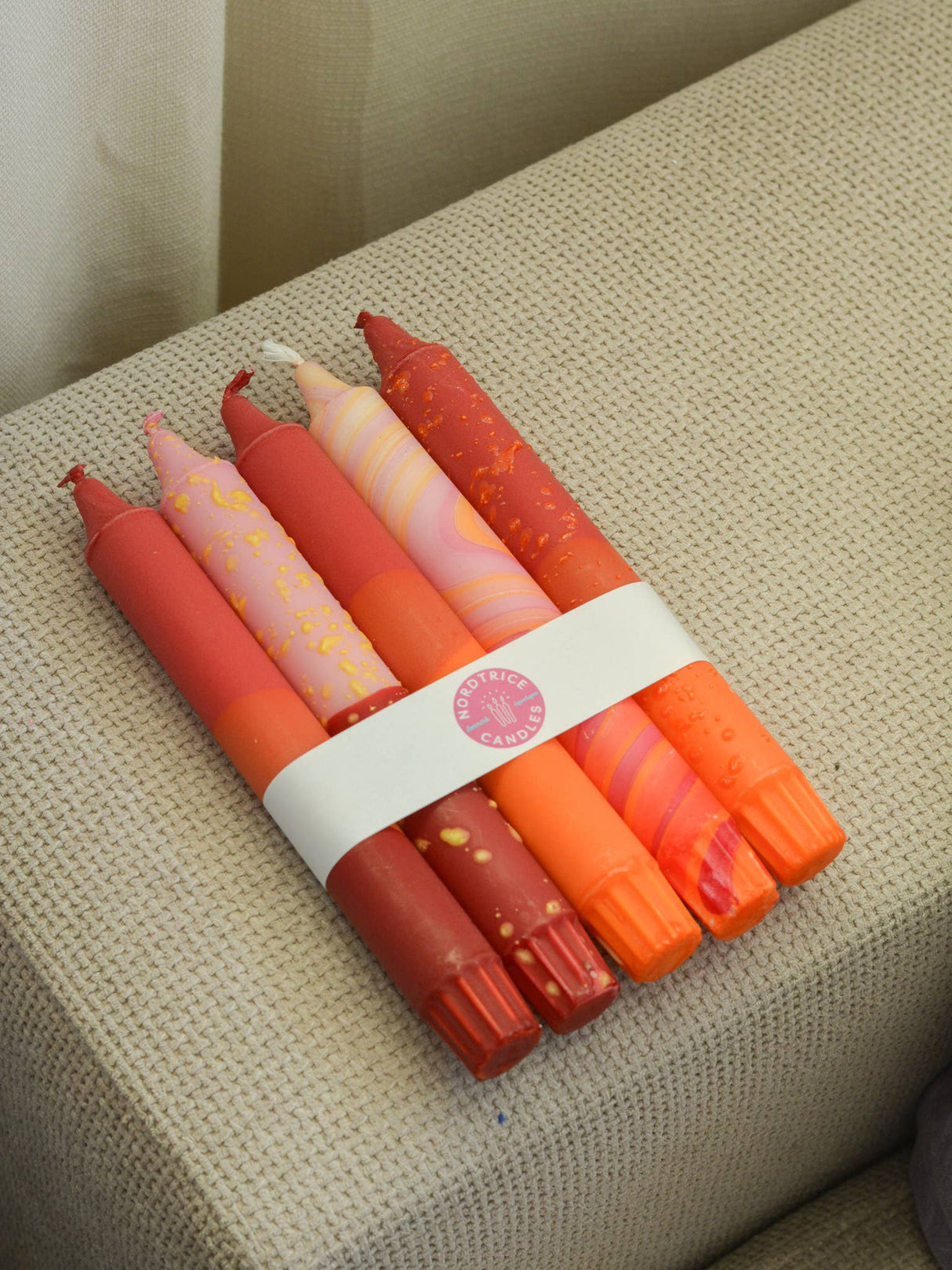 Taper candles- 5 pack Autumn Orange Mix
