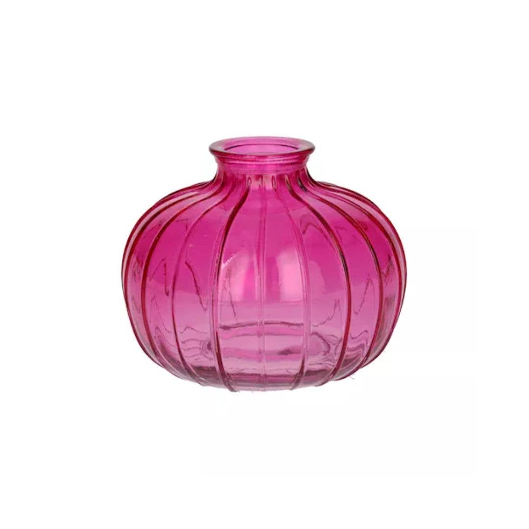 Fles Carmen Transparant Rond Fuchsia 8,5cm