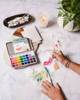 Winter Village watercolor painting kit