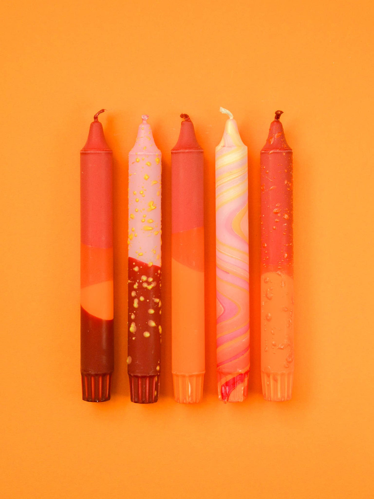 Taper candles- 5 pack Autumn Orange Mix