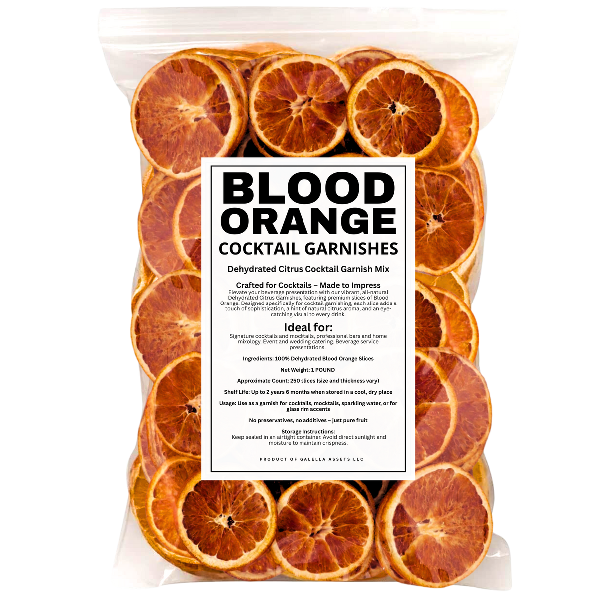 1 POUND – Dehydrated Blood Orange Slices (Approx. 250 Slices): 1 POUND BOX
